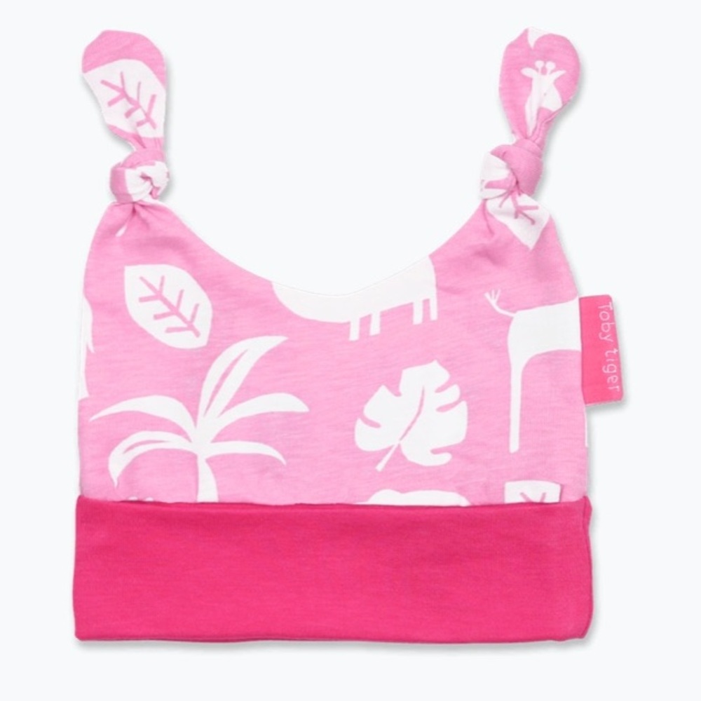 Organic Cotton Pink Jungle Knot Hat 3-6 months